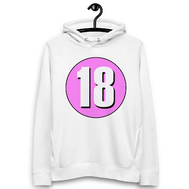 Unisex pullover hoodie: White on Pink 18