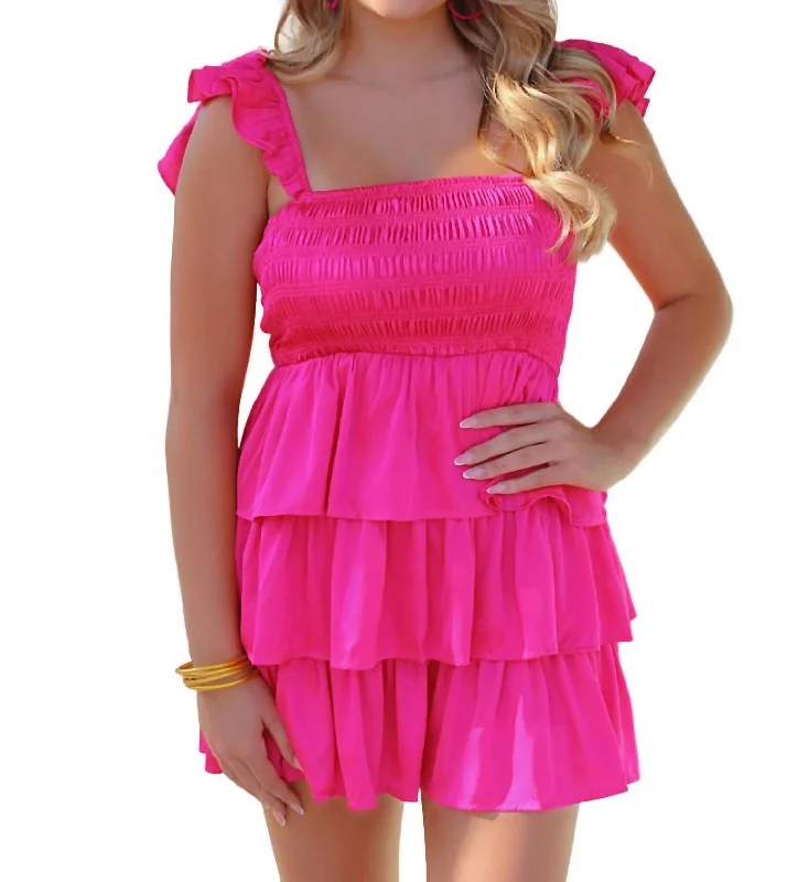 Molly Smocked Romper In Pink