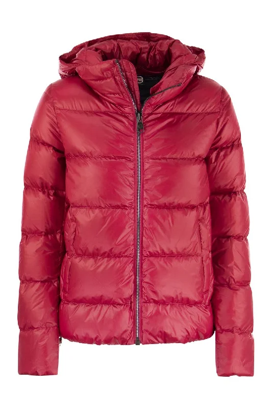 Down jacket with detachable hood