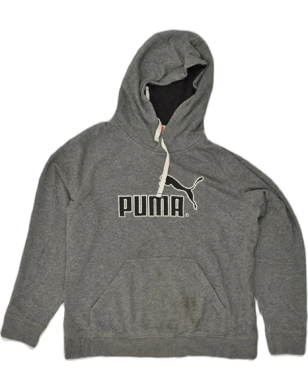 PUMA Womens Graphic Hoodie Jumper UK 14 Large Grey