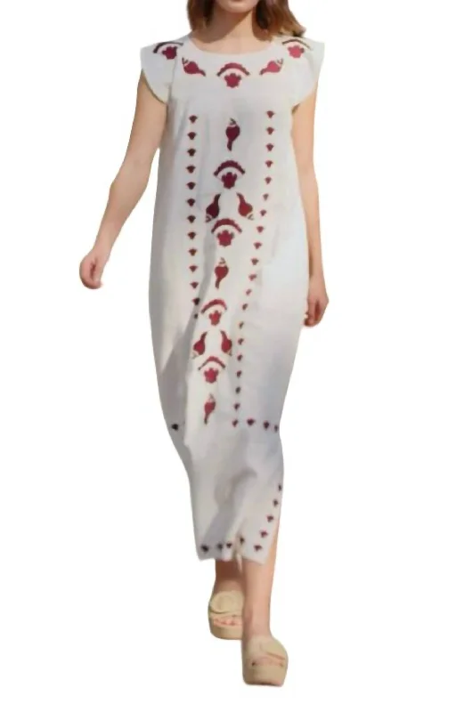 Embroidered Dress In Seashell Embroidery