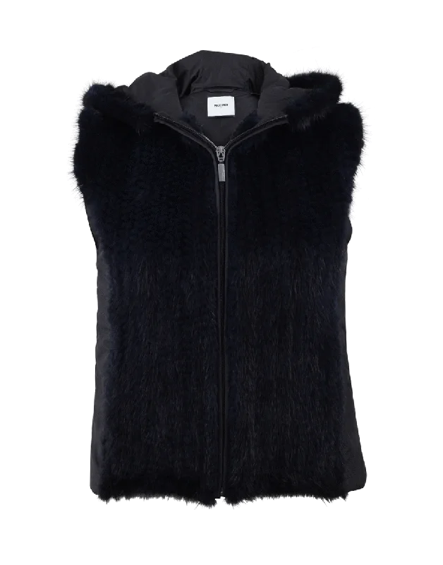 Zip Up Mink Hooded Vest