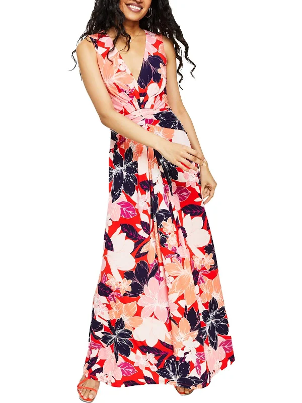 Womens Floral Print Jersey Maxi Dress