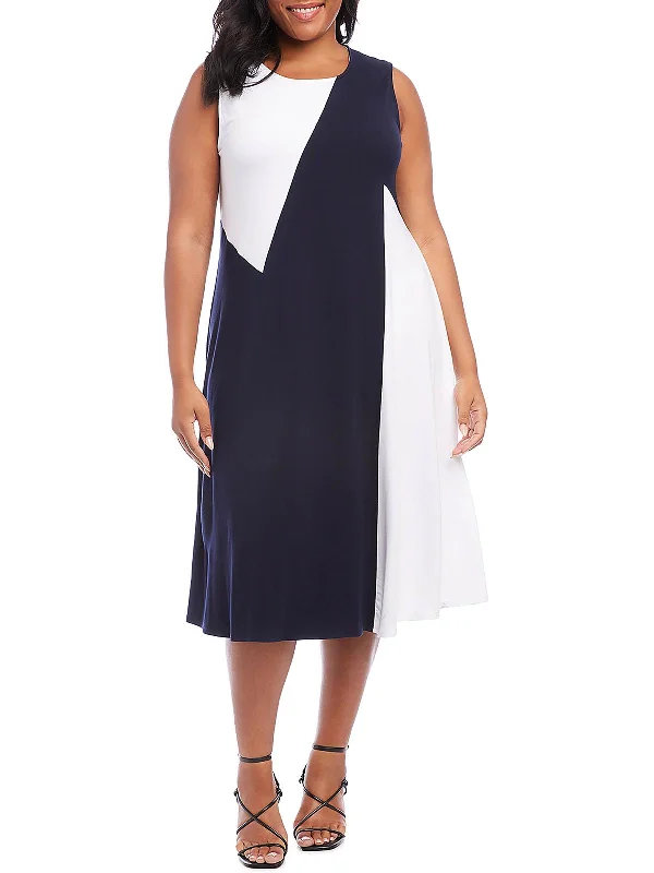 Plus Womens Colorblock Rayon Maxi Dress