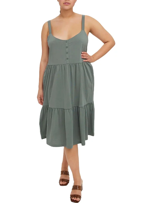 Plus Womens Tiered Knit Sundress