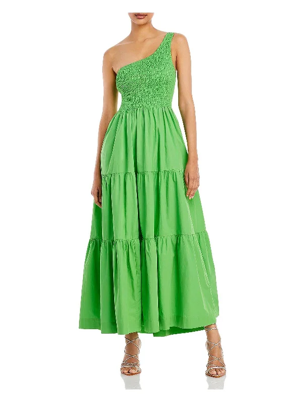 Womens Cotton One Shoulder Maxi Dress