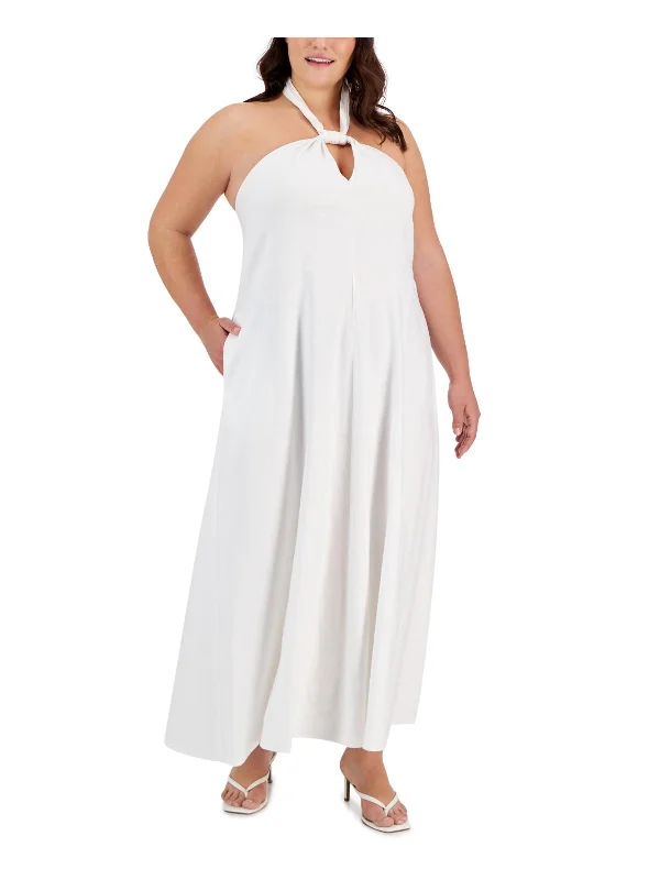 Plus Womens Linen Halter Dress