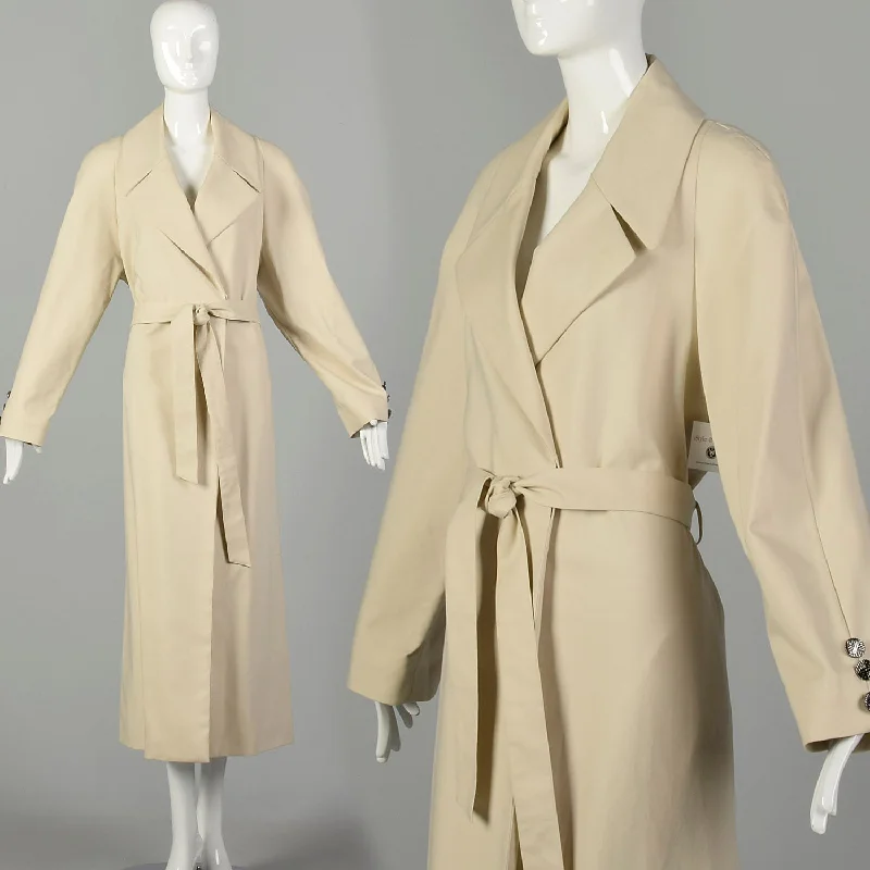 Large 2000s Trench Coat St. John Tan Maxi Tie Waist Designer