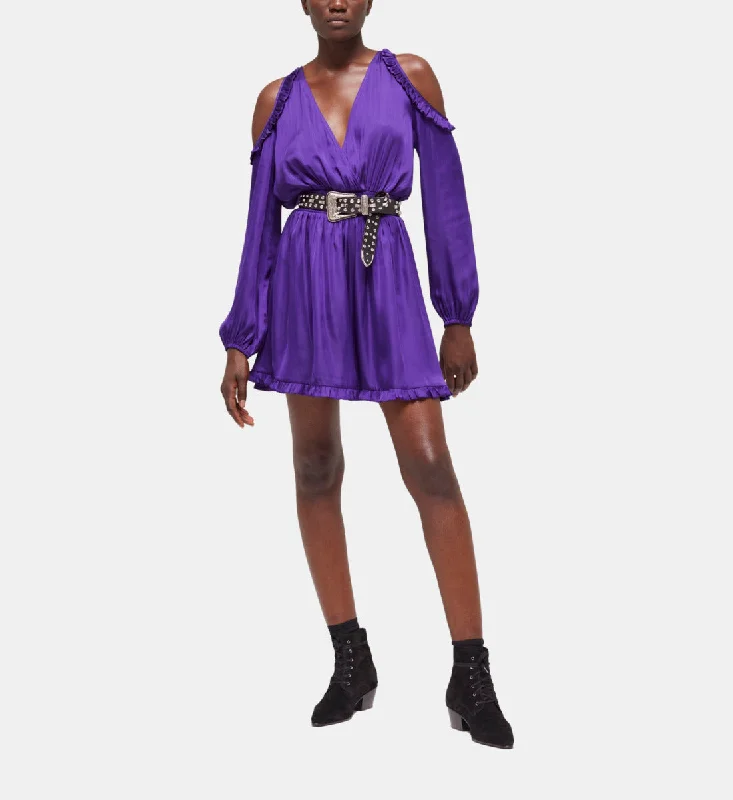 Short Purple Dress With Ruffles