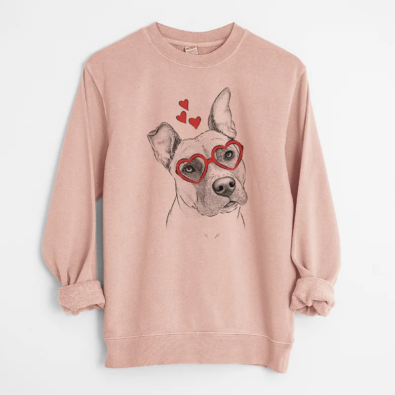 Valentine Ivy the Pitbull Mix - Unisex Pigment Dyed Crew Sweatshirt