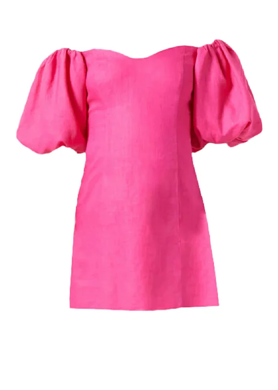 Rhode Women's Dali Puff Sleeve Mini Dress, Hot Pink