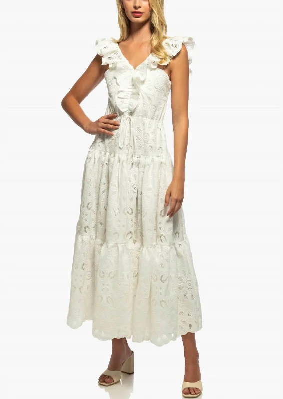 Alice Dress In Optic White Eyelet