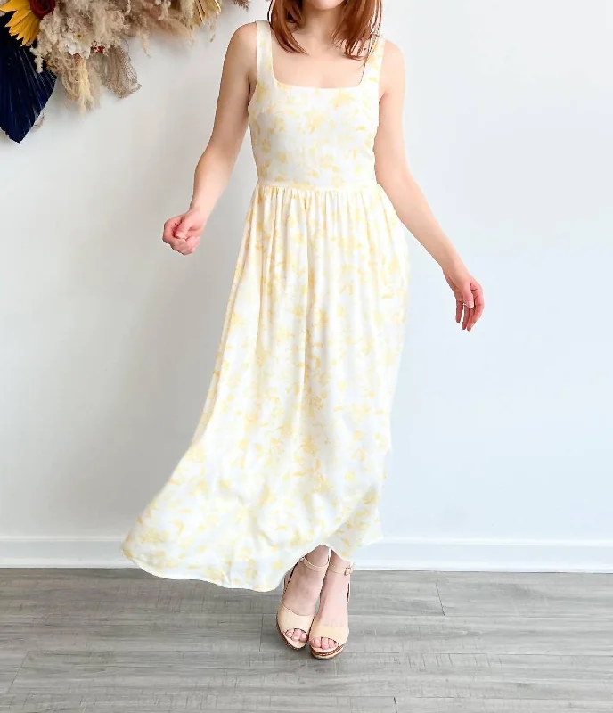 Charlotte Linen Dress In Yellow Floral