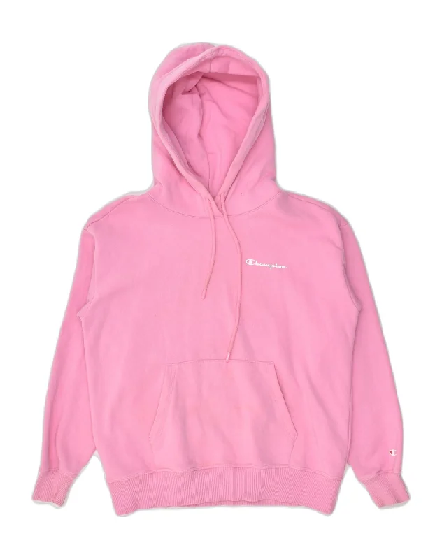 CHAMPION Womens Hoodie Jumper UK 10 Small Pink Cotton