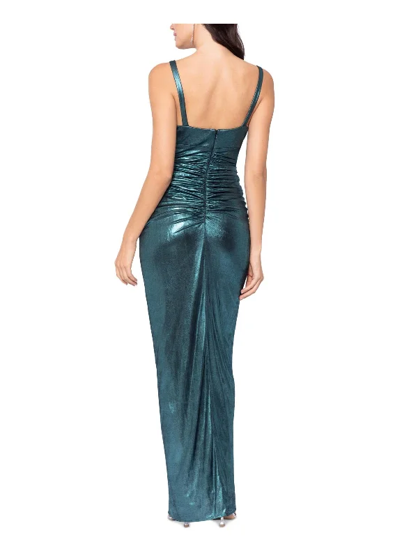 Womens Metallic Long Evening Dress