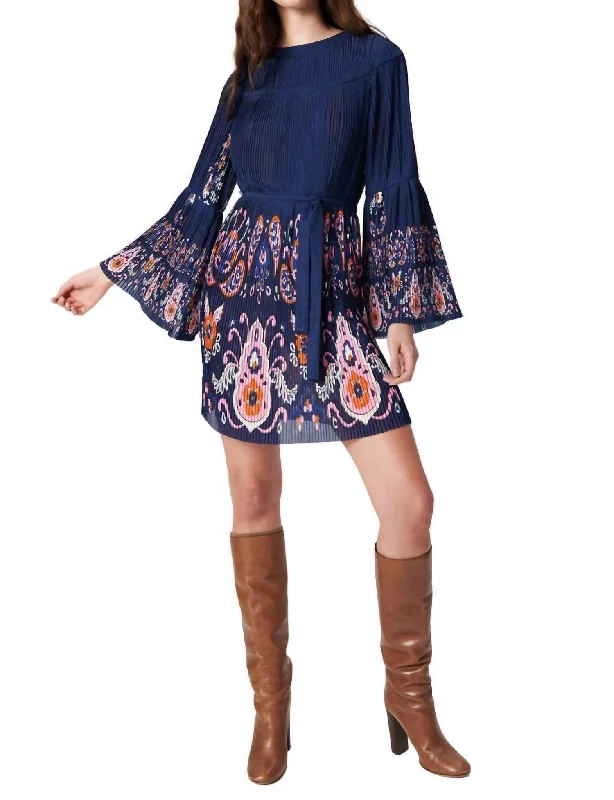 Janis Mini Dress In Paisley Navy