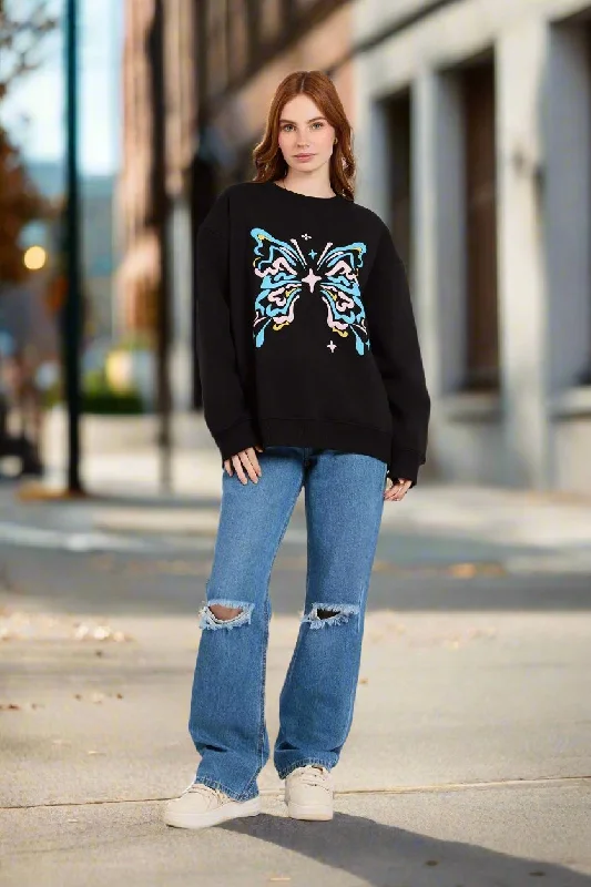 Loose Fit Sweat Shirt With Foam Front Print