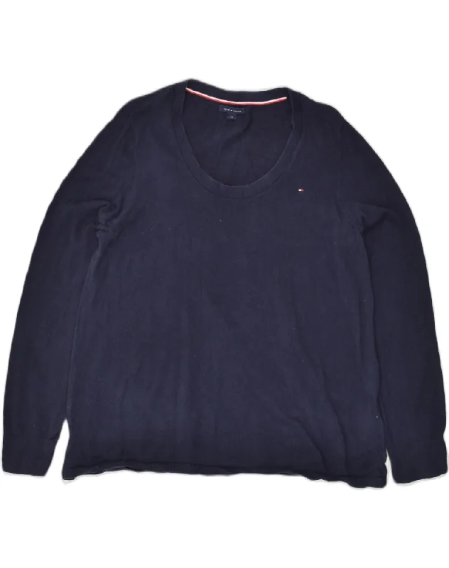 TOMMY HILFIGER Womens Crew Neck Jumper Sweater UK 16 Large Navy Blue