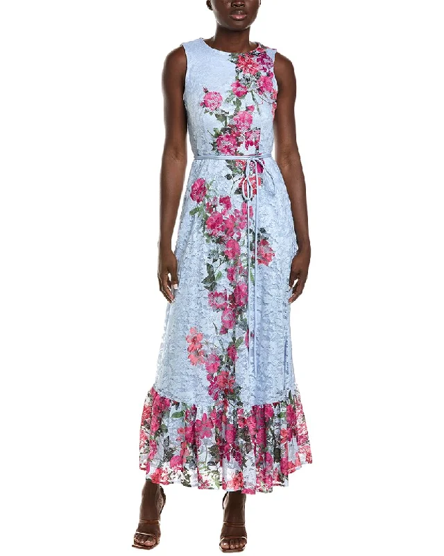 Maison Tara Printed Lace Maxi Dress