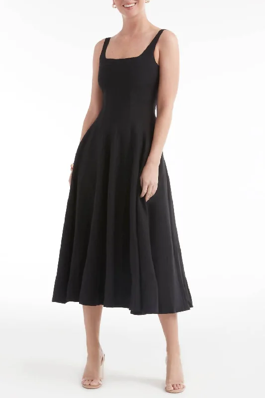 Ana Panel Midi Dress In Black