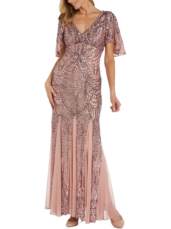 Womens Sequined Polyester Evening Dress