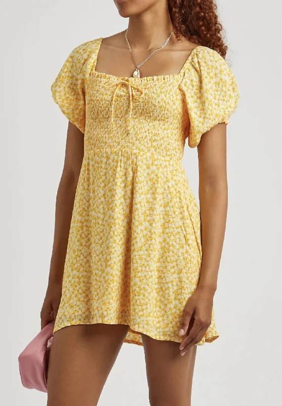 Domenica Mini Dress In Careyes Floral - Marigold