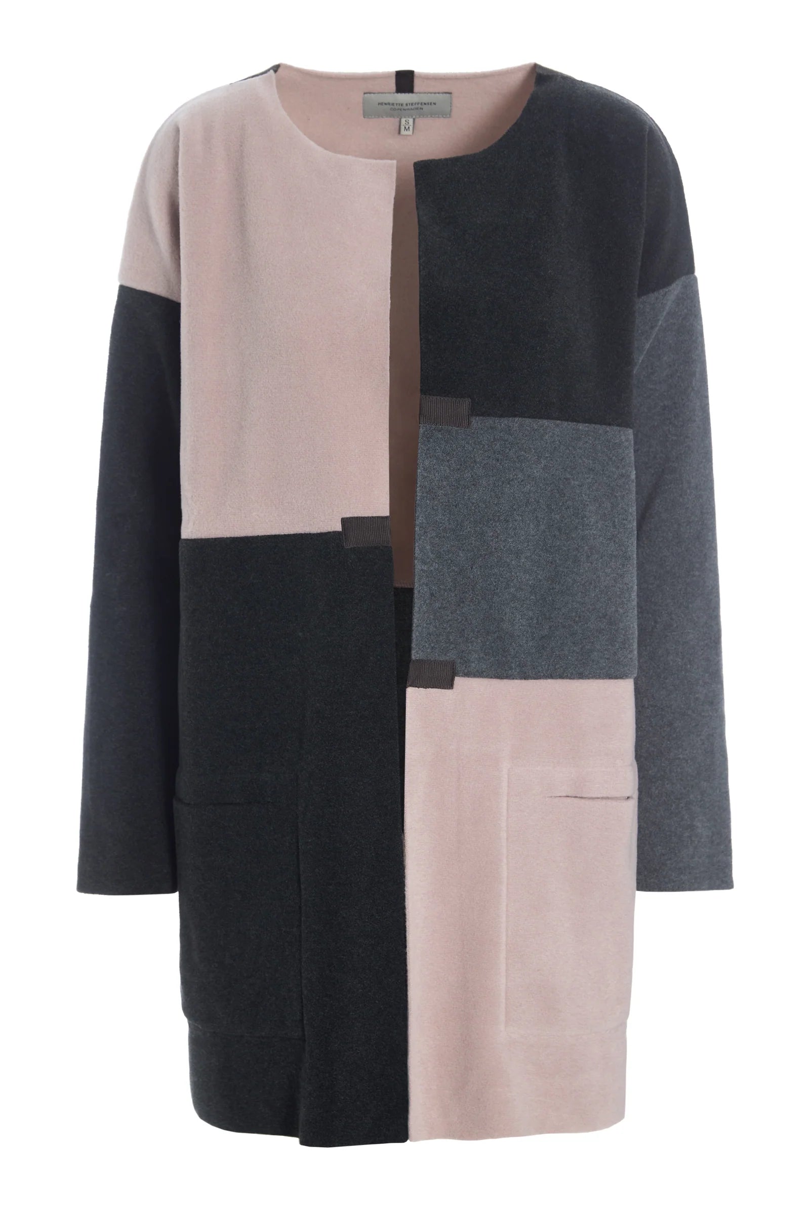 Henriette Steffensen Grey/Nude/Soft Black Patch Cardigan