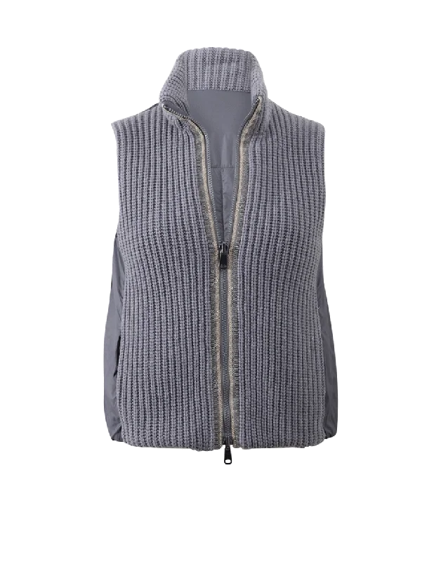 Reversible Rib Front Vest With Monili