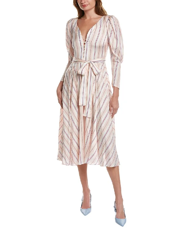 Etro Puff Sleeve Silk Midi Dress