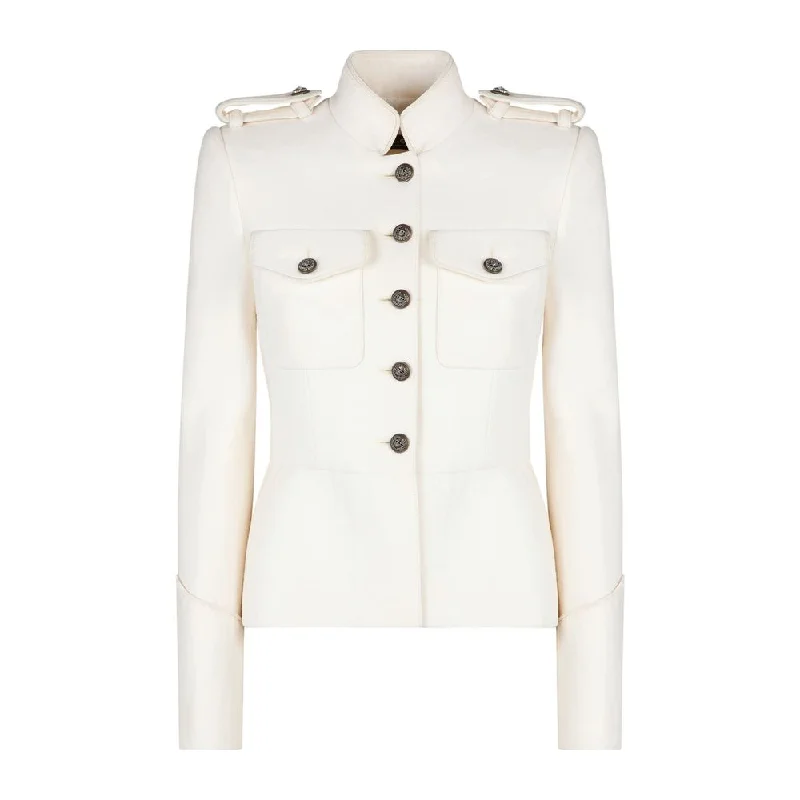 Dolce & Gabbana White Wool Jackets & Coat