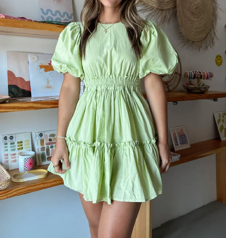 Luisa Tiered Dress In Green