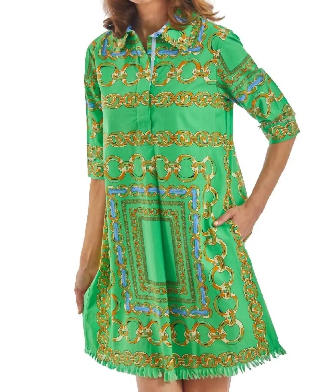 Chatham Dress In Green Blue Link