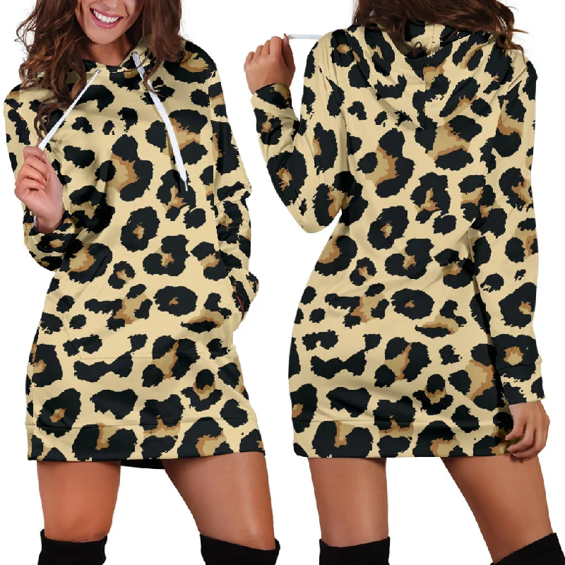 Leopard Print Design Pattern Women'S Hoodie Dress