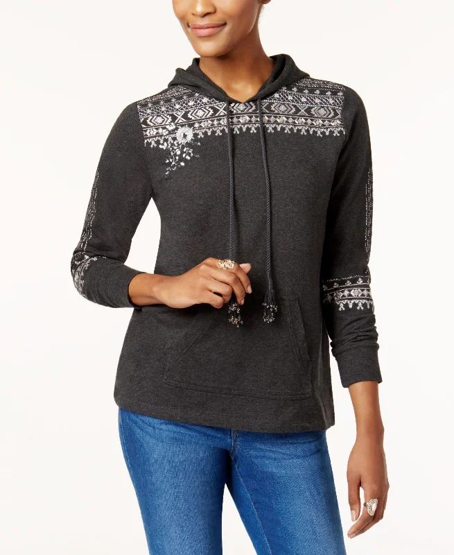 Style & Co Cotton Embroidered Hoodie Sweatshirt