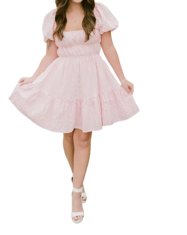 Eyelet Baby Doll Dress In Pink