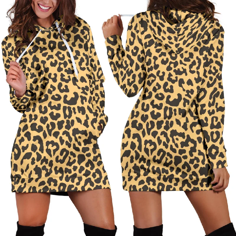 Leopard Skin Print Women'S Hoodie Dress