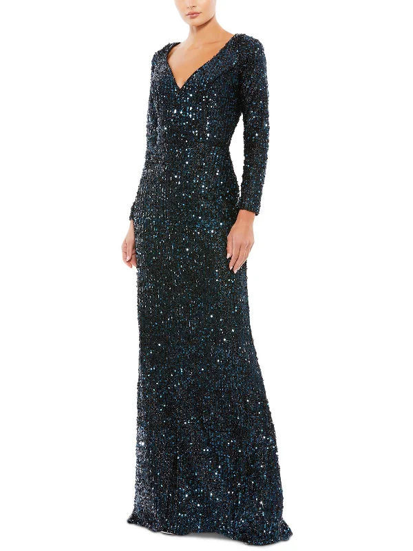 Womens Sequined Long Evening Dress