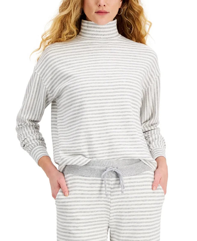 Style & Co Petite Striped Mock Neck Sweatshirt