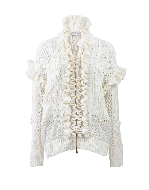 Broderie Anglaise Zip Cardigan