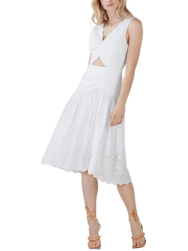 Womens Eyelet Cut-Out Sundress