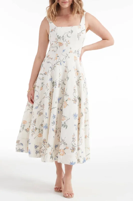 Ana Panel Midi Dress In Vintage Floral