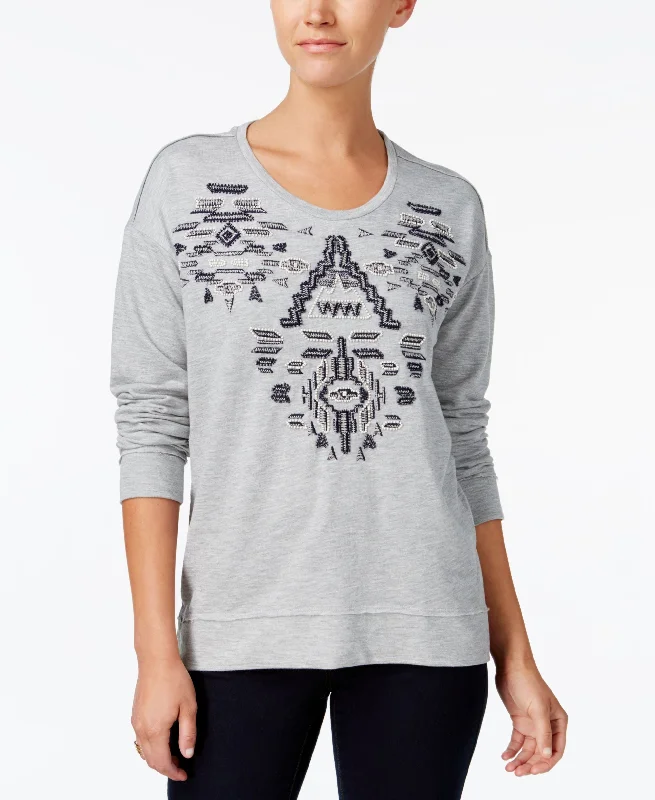 Style & Co Petite Embellished Embroidered Sweatshirt