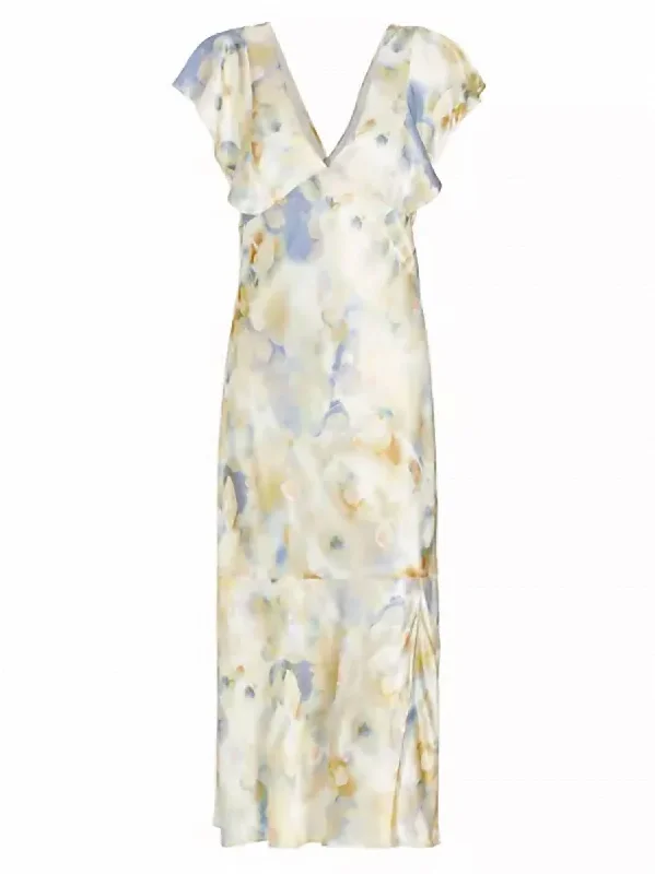 Dina Diffused Midi Dress In Diffused Blossom