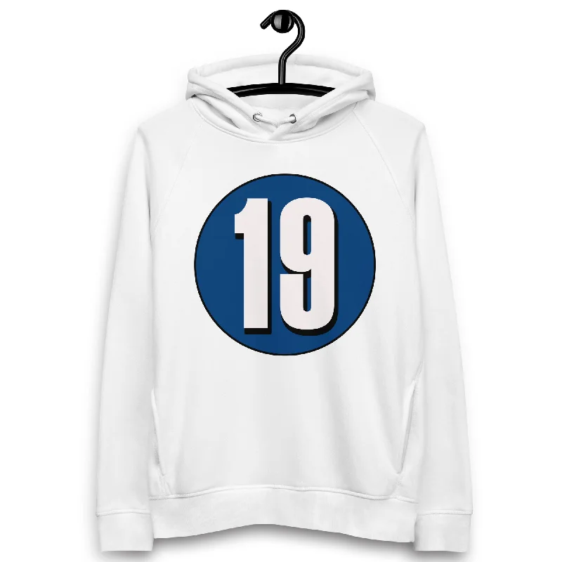 Unisex pullover hoodie: White on Navy Blue 19