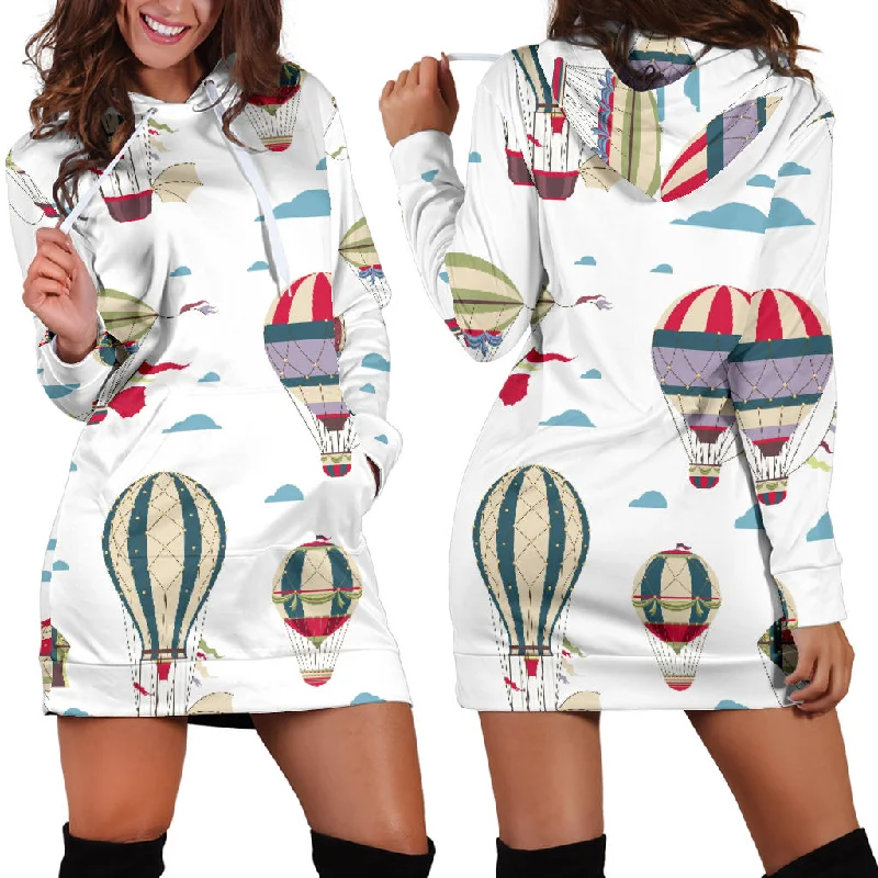 Hot Air Balloon Pattern Women'S Hoodie Dress