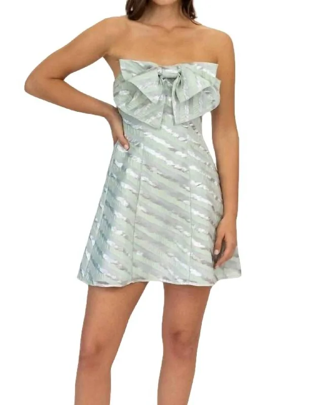 Bow-Tie Tube Dress In Green/silver