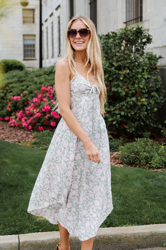 No One Prettier Sage Floral Midi Dress