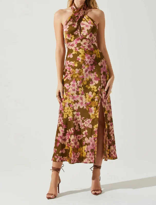 Marissa Dress In Olive Pink Floral