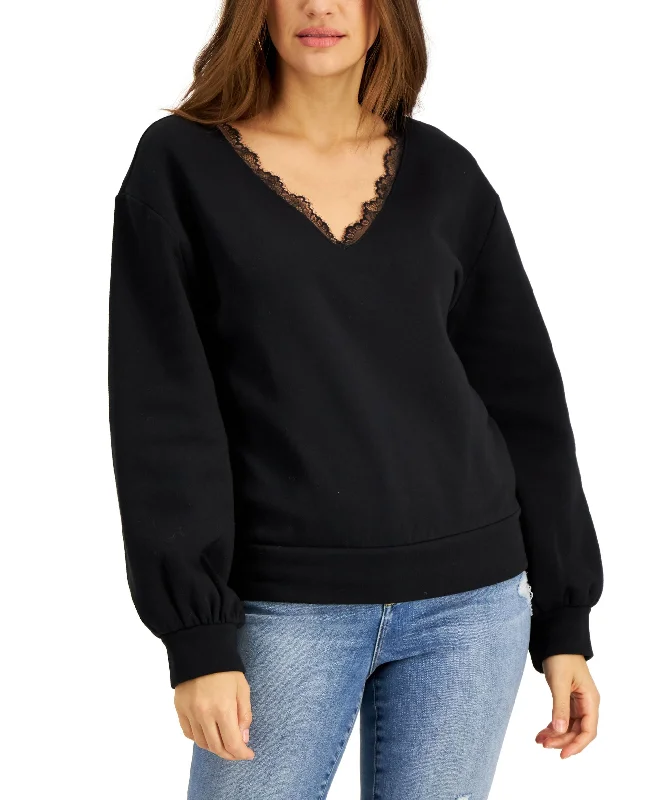 INC International Concepts Lace Trim Sweatshirt