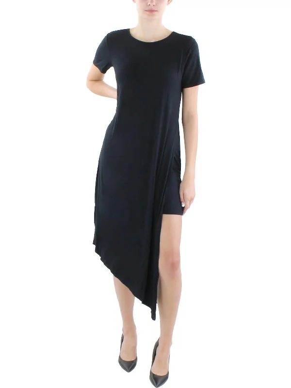 Womens Asymmetric Slit Midi Dress